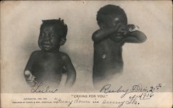 Two African American Children Crying Postcard