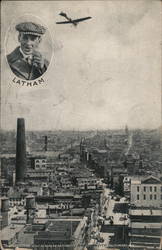 Latham in his Plane, Antionette, over Baltimore Postcard