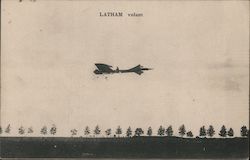 Latham Flying His Plane Postcard