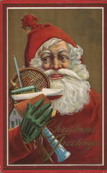 Santa Claus Holding Toys Postcard Postcard Postcard