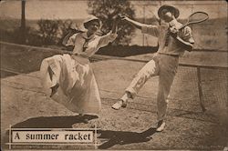 Couple Playing Tennis Postcard