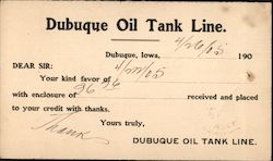 The Dubuque Oil Tank Line 1905 Postcard