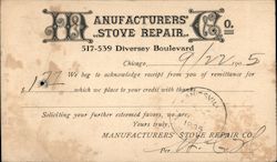 The Manufacturers Stove Repair Company 1905 Chicago, NY Postcard Postcard Postcard