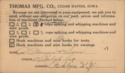 Thomas Manufactoring Company Cedar Rapids, IA Postcard Postcard Postcard