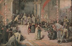 Scene depicting the coronation of a king Postcard