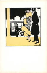 1920's Man and Woman Waiting in Valet (Reproduction) Postcard