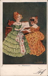 Wednesday - Woman singing to another woman playing piano Music Postcard Postcard Postcard