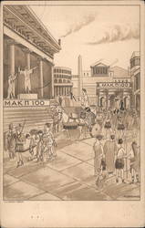 A scene depicting a military academy in ancient Rome Postcard