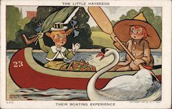 The Little Hayseeds - Their Boating Experience Artist Signed August Hutaf Postcard Postcard Postcard