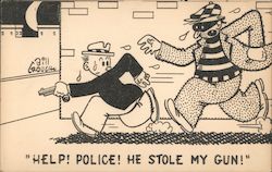 Thief Chasing Man Postcard