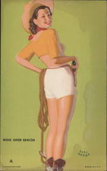 Pinup Girl Dressed as a Cowgirl Swimsuits & Pinup Earl Moran Arcade Card Arcade Card Arcade Card