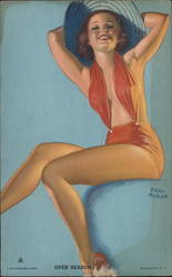 Pinup Girl in Red Bathing Suit Swimsuits & Pinup Earl Moran Postcard Arcade Card Arcade Card