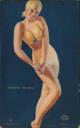 Woman in Yellow Bathing Suit Pinup Swimsuits & Pinup Earl Moran Postcard Arcade Card Arcade Card