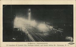 Karnival Illumination Location of Central City Business School Syracuse, NY Postcard Postcard Postcard