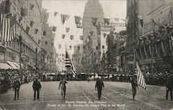 Men Carry Largest Flag in the World, Portola Festival Parade 1909 San Francisco, CA Postcard Postcard Postcard