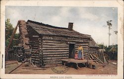 Log Cabin With African American Woman and Child Outside 1907 Jamestown Exposition Postcard Postcard Postcard