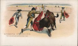 Streets of Mexico Bullfighting Postcard