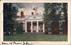 Monticello, Home of Thomas Jefferson Postcard