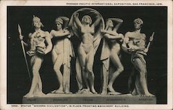 Modern Civilization Statue in Plaza fronting Machinery Building 1915 Panama-Pacific International Exposition (PPIE) Postcard Pos Postcard