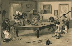 Monkeys Playing a Billiards Game Postcard