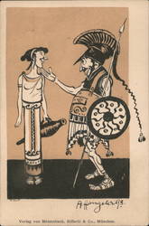 The Cartoon Roman Soldier Adoring Greek Lady Postcard