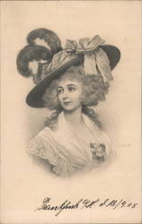 Woman in Fancy Hat Postcard