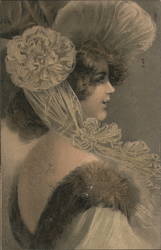 Side View Woman With Large Hat Postcard