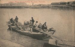 A Ferry Boat Crosses the Pai Ho River, Tianjin, China Postcard Postcard Postcard