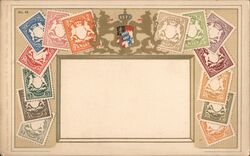 Series of Bavarian definitive stamps (Wappenausgabe Pfennig/Mark) Postcard