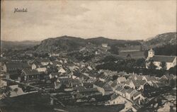 The city seen from above Mandal, Norway Postcard Postcard Postcard