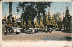 Sacred Well and Shrine, Shwe Dagon Pagoda, Rangoon Postcard