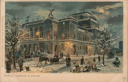 Theater im Winter Zürich, Switzerland Postcard Postcard Postcard