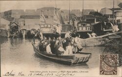 Small Chinese Boat, 1903 Mailed to France Imperial Stamp Cancelled on Front China Postcard Postcard Postcard