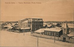 Avenida Colon - Teatre Municipal, Punta Arenas. Chile Postcard Postcard Postcard