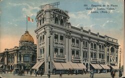 Esquina de la Plaza "Zela" y Teatro "Colon" Postcard