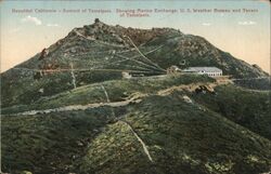 Beautiful California - Summit of Tamalpais. Showing Marine Exchange, U.S. Waether Bureau and Tavern Postcard