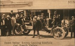 Death Valley Scotty leaving Goldfield for Death Valley Postcard