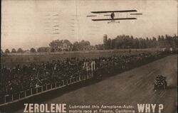 Aeroplane Automobile race Postcard