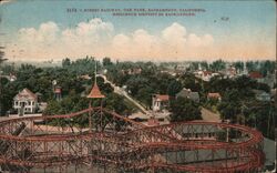 Scenic Railway, Oak Park, Residence District in Background Postcard