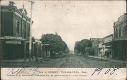 Main Street, Pleasanton, Cal. Postcard