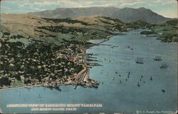 Aeroplane View of Sausalito, Mount Tamalpais and Marin Shore Postcard