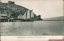 Schooner Landing at Dock Postcard