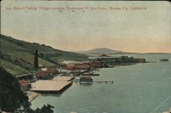 San Rafael fishing Village showing Boulevard point San Pedro Marine company California Postcard Postcard Postcard