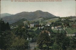 Mill Valley and Mount Tamalpais showing Crookedest Railroad Postcard