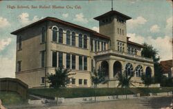 High School, San Rafael Marine Co California Postcard Postcard Postcard