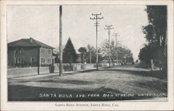 Santa Rosa Avenue from Main Street Bridge California Postcard Postcard Postcard