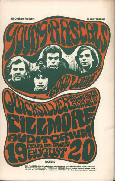 1966 Fillmore Auditorium Young Rascals San Francisco, CA Performers ...