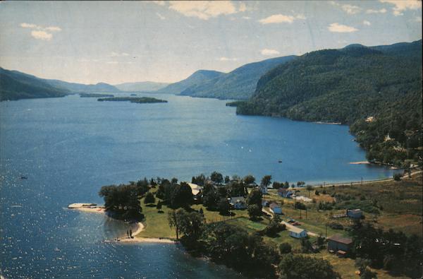 Looking south on Lake George over Sabbath Day Point showing Deer Leap ...