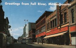 Business District Fall River, MA Postcard Postcard Postcard