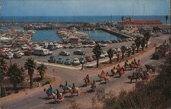 Santa Barbara Yacht Harbor, Spanish Fiesta Day Parade Postcard